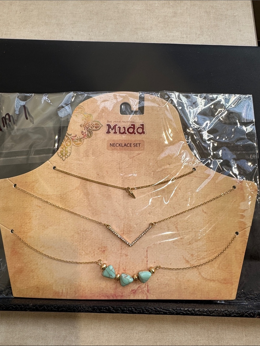 New Mudd Gold-Tone Layered Necklace Set with Turquoise Beads